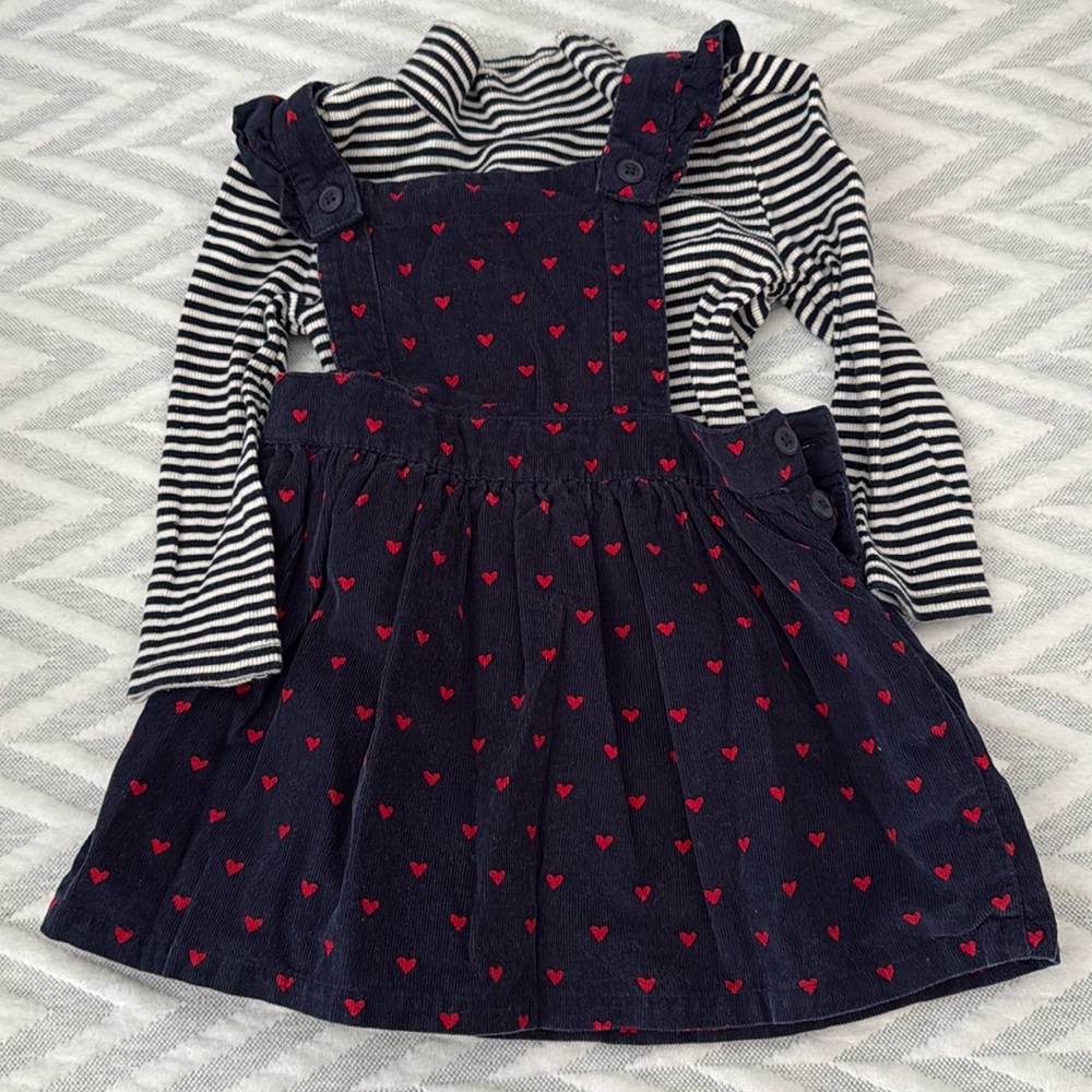 Gap corduroy heart jumper with matching striped turtleneck.